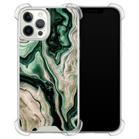 Casimoda iPhone 12 (Pro) siliconen shockproof hoesje - Green waves