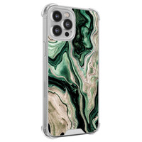 Casimoda iPhone 12 (Pro) siliconen shockproof hoesje - Green waves