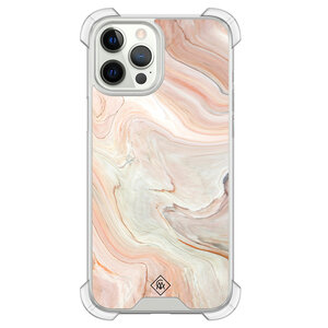 Casimoda iPhone 12 (Pro) siliconen shockproof hoesje - Marmer waves