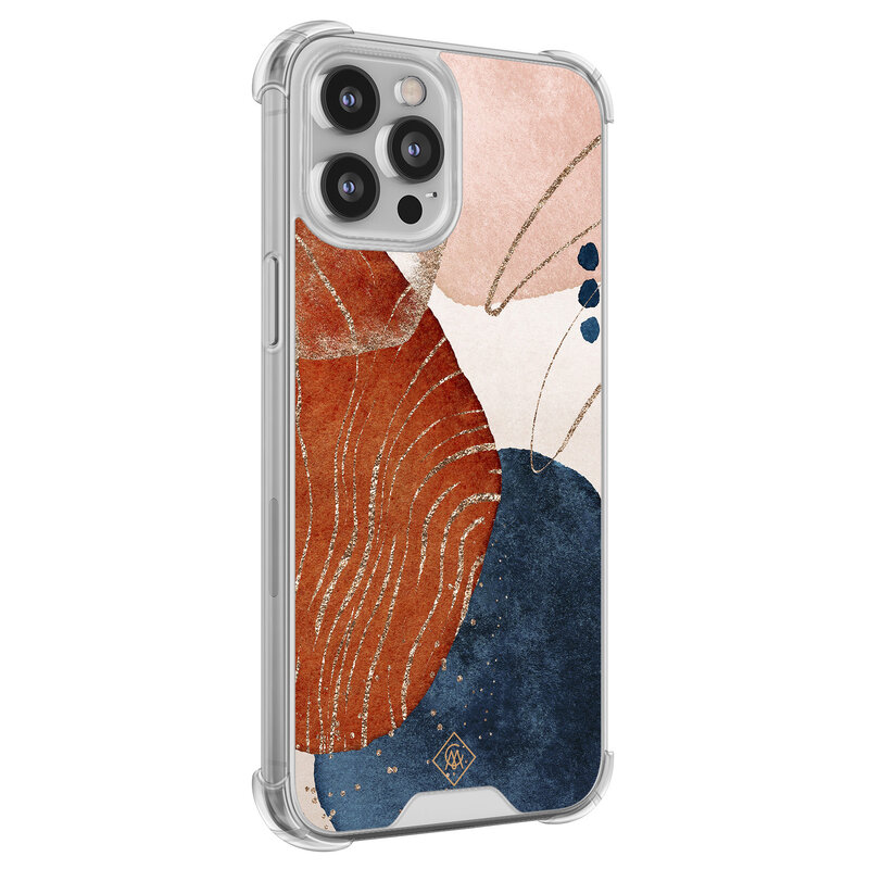 Casimoda iPhone 12 (Pro) siliconen shockproof hoesje - Abstract terracotta
