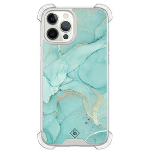 Casimoda iPhone 12 (Pro) siliconen shockproof hoesje - Touch of mint