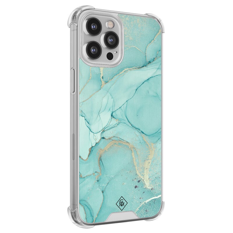 Casimoda iPhone 12 (Pro) siliconen shockproof hoesje - Touch of mint
