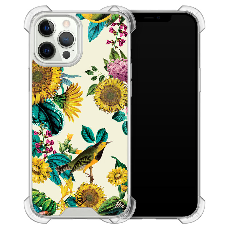 Casimoda iPhone 12 (Pro) siliconen shockproof hoesje - Sunflowers