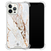Casimoda iPhone 12 (Pro) siliconen shockproof hoesje - Marmer goud
