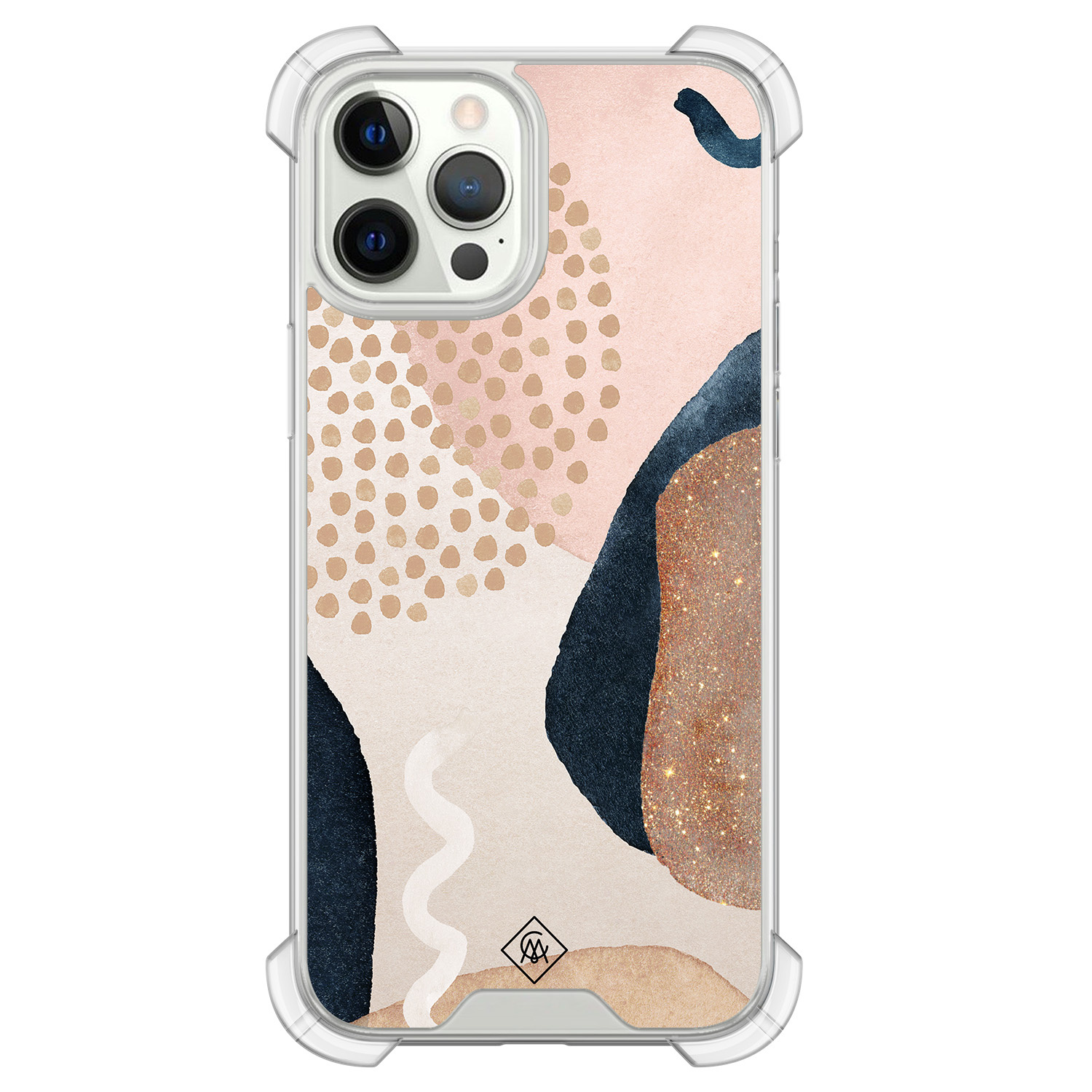 iPhone 12 (Pro) siliconen shockproof hoesje Abstract dots
