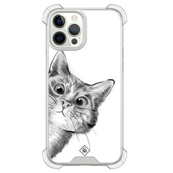 Casimoda iPhone 12 (Pro) shockproof hoesje - Kat kiekeboe
