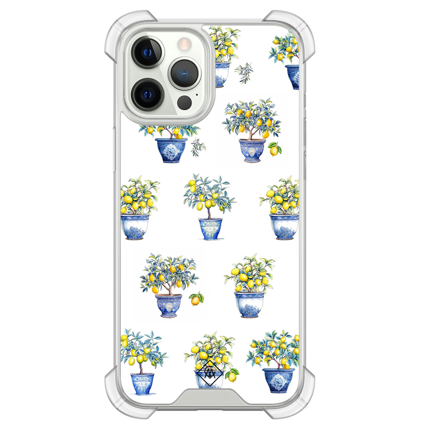 iPhone 12 (Pro) siliconen shockproof hoesje Lemon trees