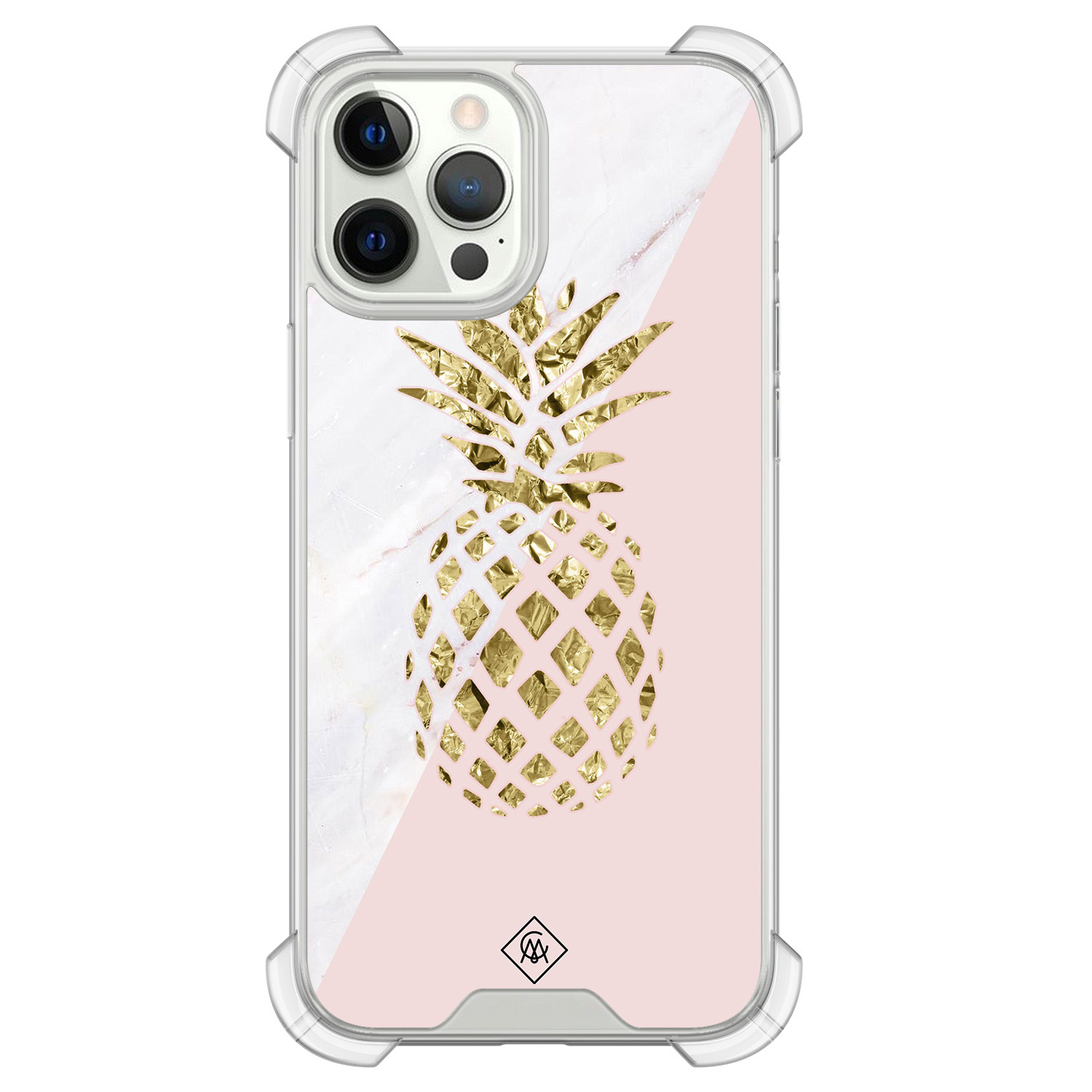 iPhone 12 (Pro) siliconen shockproof hoesje - Ananas