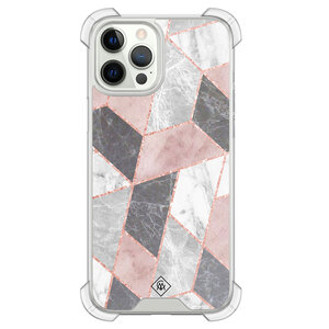 Casimoda iPhone 12 (Pro) shockproof hoesje - Stone grid