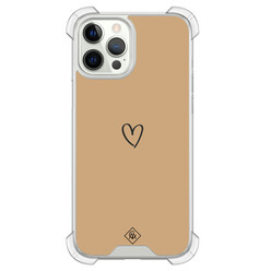 Casimoda iPhone 12 (Pro) shockproof hoesje - Hart bruin