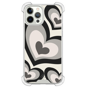 Casimoda iPhone 12 (Pro) siliconen shockproof hoesje - Hart swirl zwart