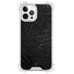 Casimoda iPhone 12 (Pro) shockproof hoesje - Croco zwart