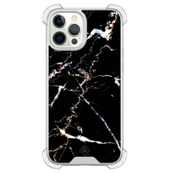 Casimoda iPhone 12 (Pro) shockproof hoesje - Marmer zwart
