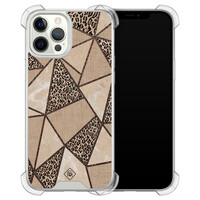 Casimoda iPhone 12 (Pro) siliconen shockproof hoesje - Leopard abstract