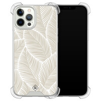 Casimoda iPhone 12 (Pro) siliconen shockproof hoesje - Palmy leaves beige