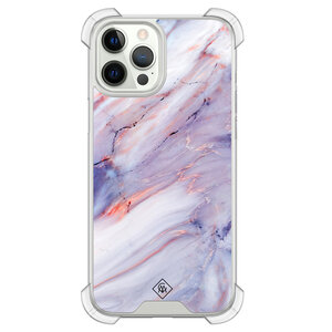Casimoda iPhone 12 (Pro) siliconen shockproof hoesje - Marmer paars