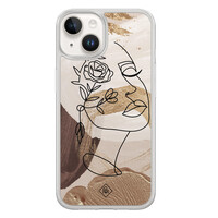 Casimoda iPhone 14 hybride hoesje - Abstract gezicht bruin