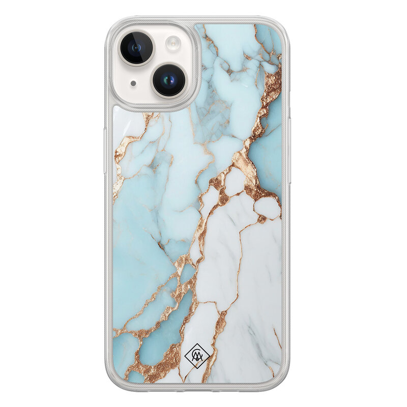 Casimoda iPhone 14 hybride hoesje - Marmer lichtblauw