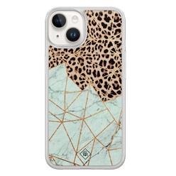 Casimoda iPhone 14 hybride hoesje - Luipaard marmer mint