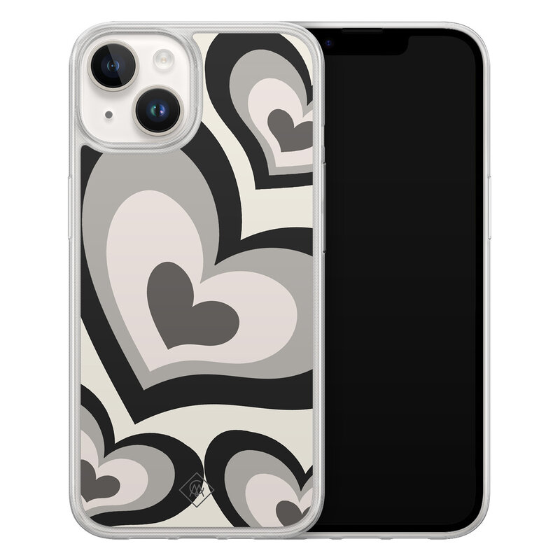Casimoda iPhone 14 hybride hoesje - Hart swirl zwart