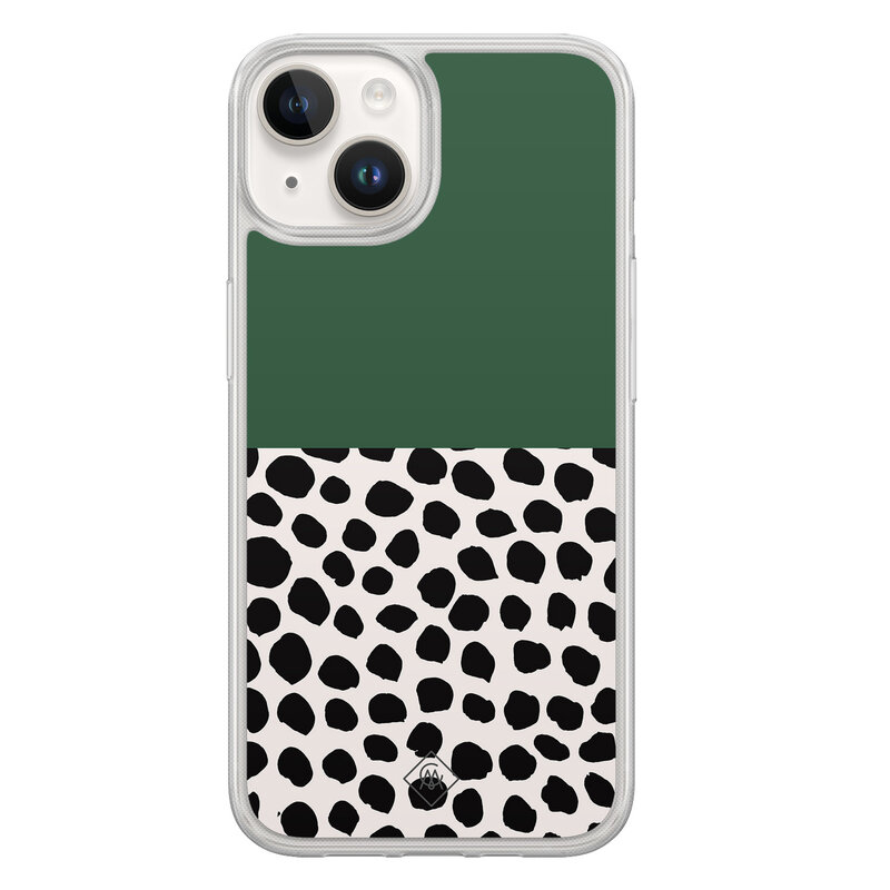 Casimoda iPhone 14 hybride hoesje - Green polka