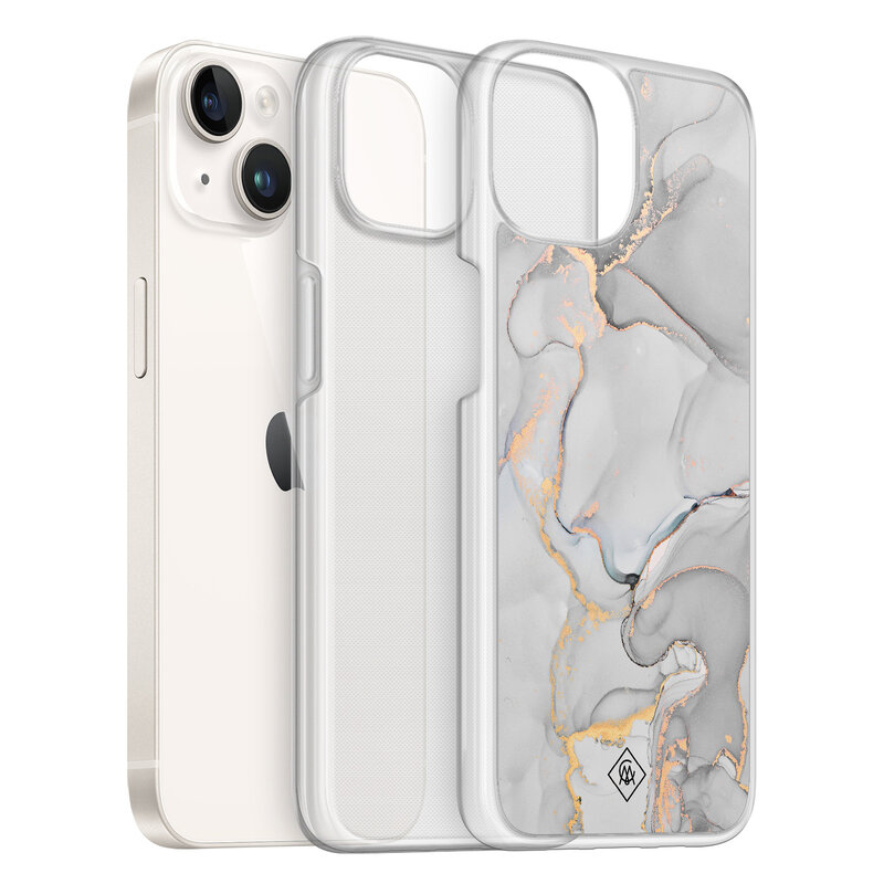 Casimoda iPhone 14 hybride hoesje - Marmer grijs