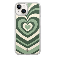 Casimoda iPhone 14 hybride hoesje - Groen hart swirl