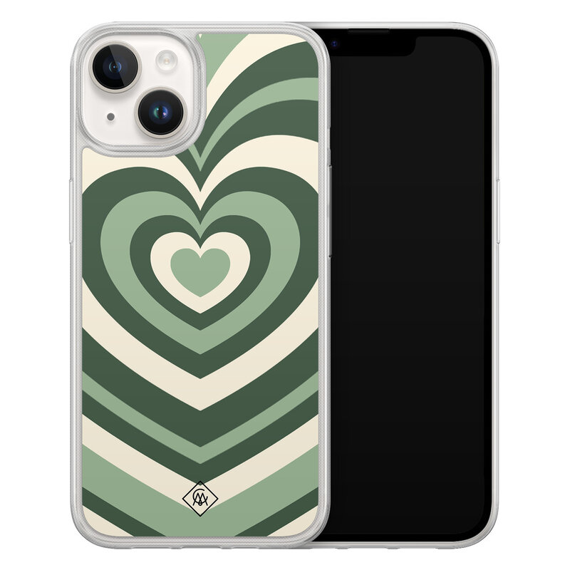 Casimoda iPhone 14 hybride hoesje - Groen hart swirl