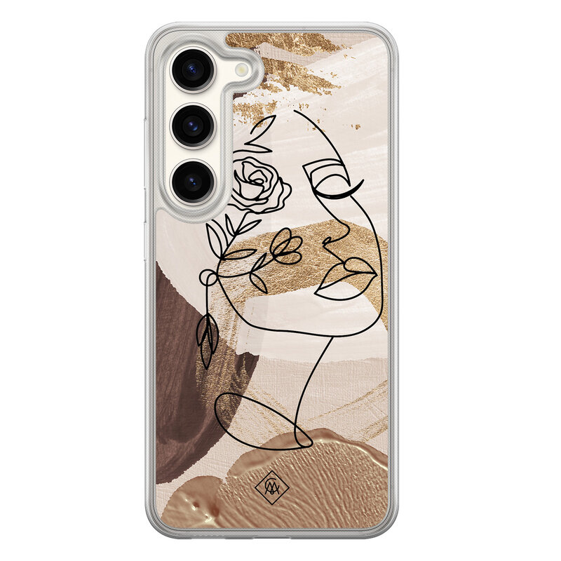 Casimoda Samsung Galaxy S23 hybride hoesje - Abstract gezicht bruin