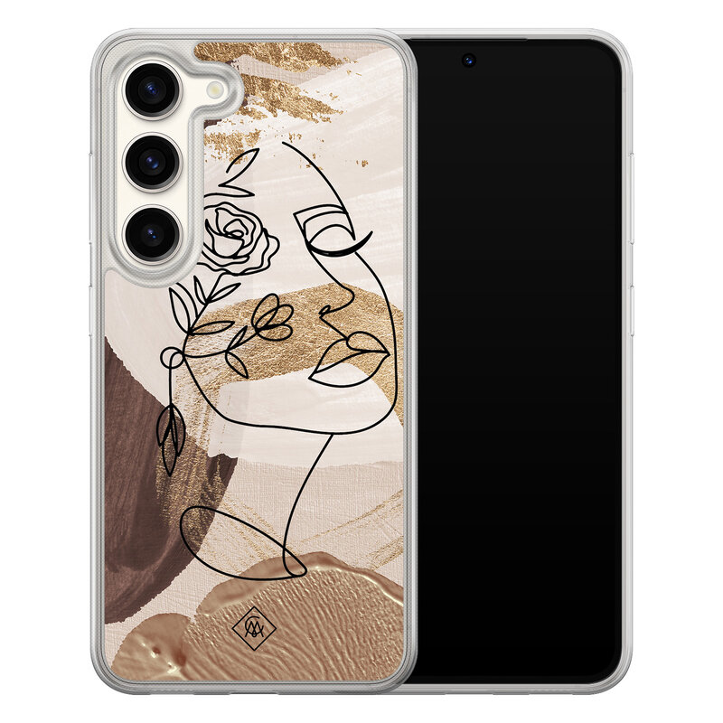 Casimoda Samsung Galaxy S23 hybride hoesje - Abstract gezicht bruin
