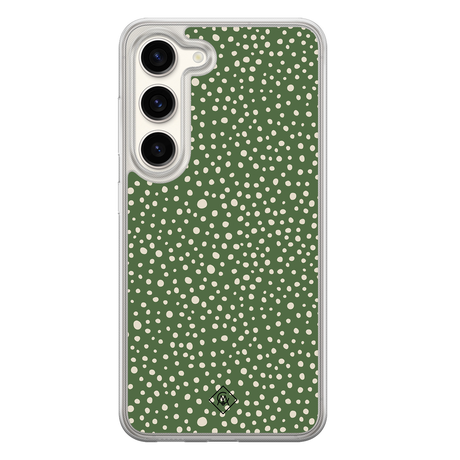 Samsung Galaxy S23 hybride hoesje - Green dots - Groen - Hard Case TPU Zwart - Gestipt - Casimoda