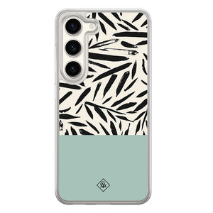Casimoda Samsung Galaxy S23 hybride hoesje - Abstract mint palms