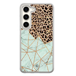 Casimoda Samsung Galaxy S23 hybride hoesje - Luipaard marmer mint