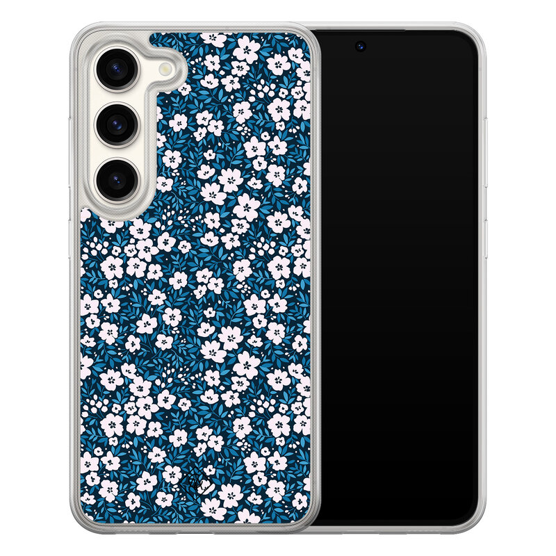 Casimoda Samsung Galaxy S23 hybride hoesje - Bloemenpracht blauw