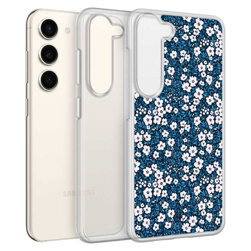 Casimoda Samsung Galaxy S23 hybride hoesje - Bloemenpracht blauw