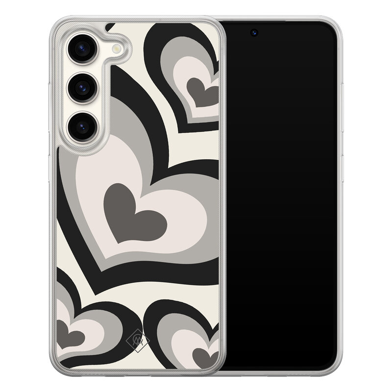 Casimoda Samsung Galaxy S23 hybride hoesje - Hart swirl zwart