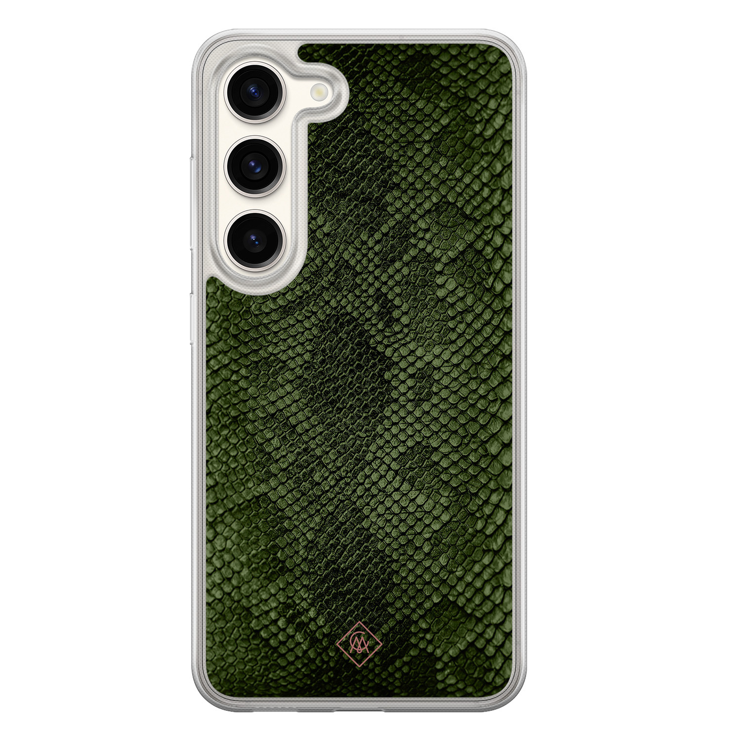 Samsung Galaxy S23 hybride hoesje - Snake mix - Groen - Hard Case TPU Zwart - Slangenprint - Casimoda