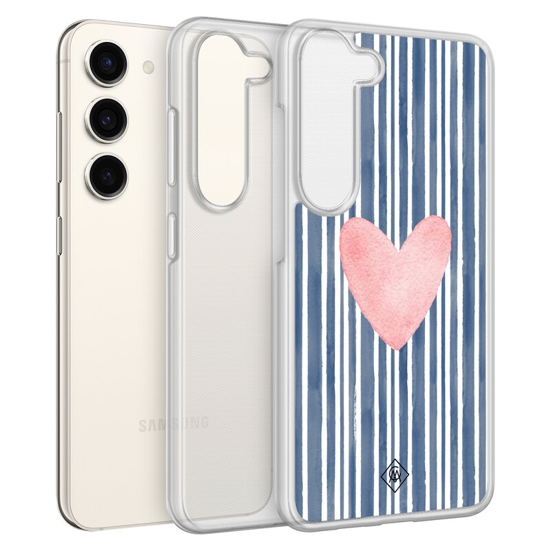 Casimoda Samsung Galaxy S23 hybride hoesje - Hart x streepjes