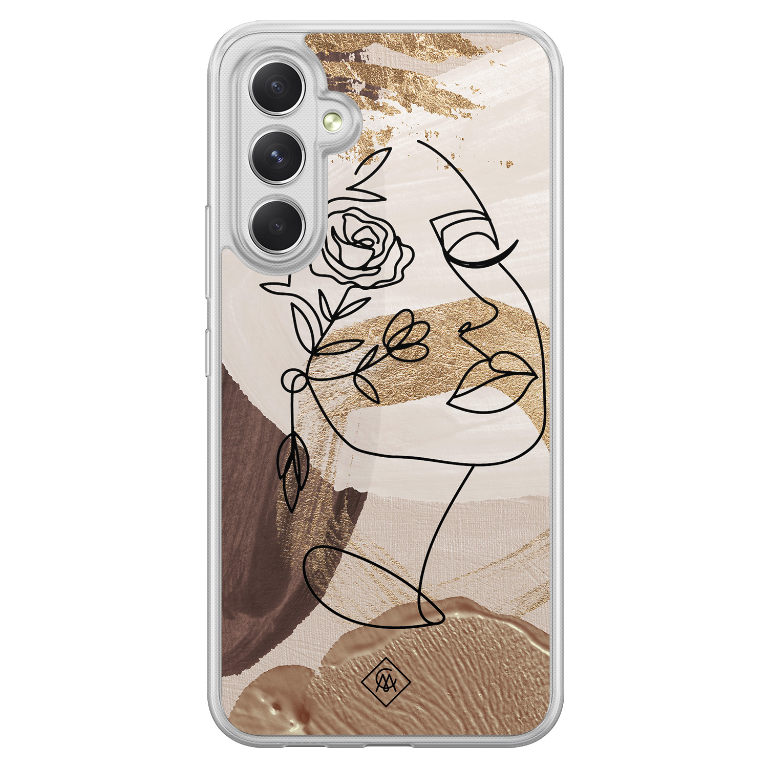 Samsung Galaxy A54 hybride hoesje Abstract gezicht bruin