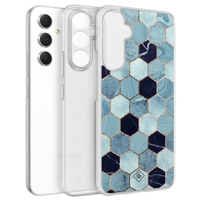 Casimoda Samsung Galaxy A54 hybride hoesje - Blue cubes