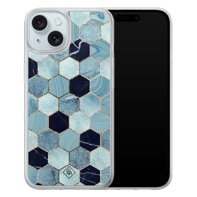 Casimoda iPhone 15 hybride hoesje - Blue cubes