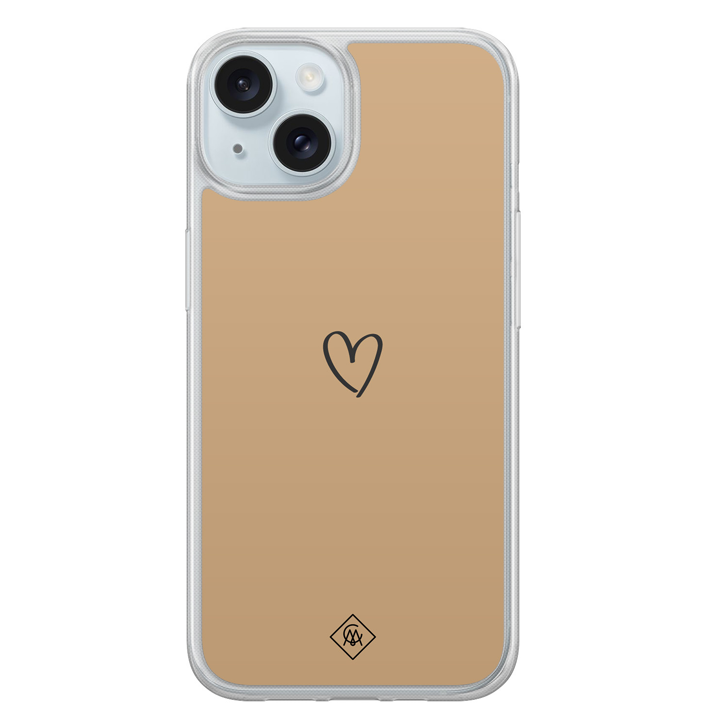 iPhone 15 hybride hoesje - Hart bruin