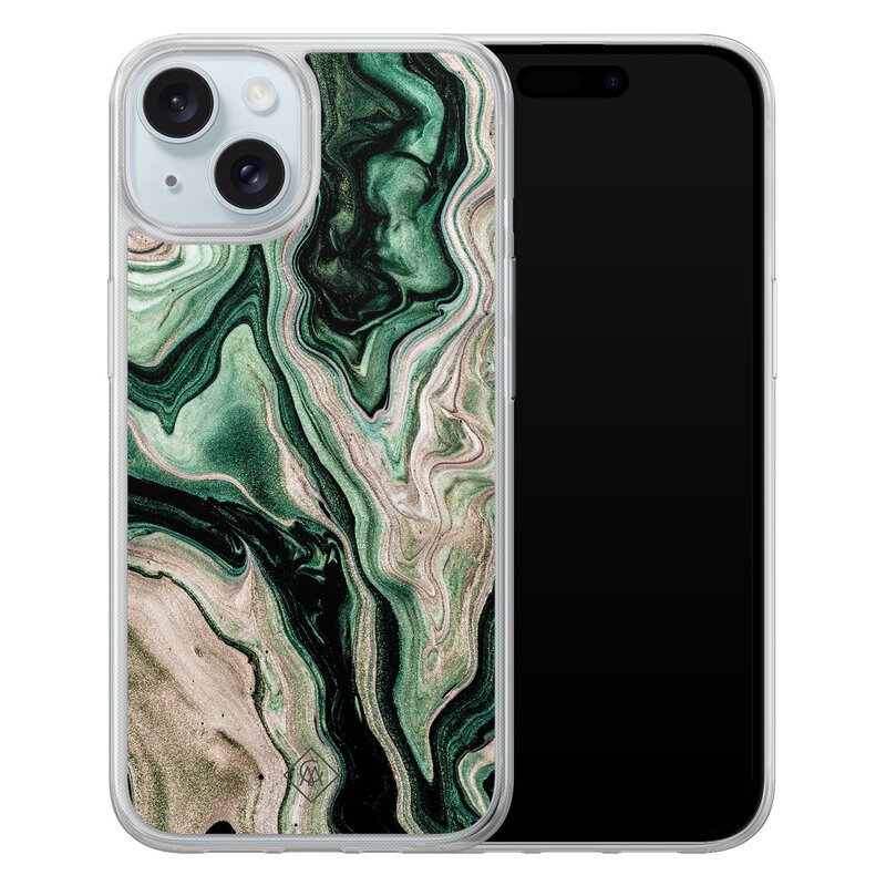 Casimoda iPhone 15 hybride hoesje - Green waves