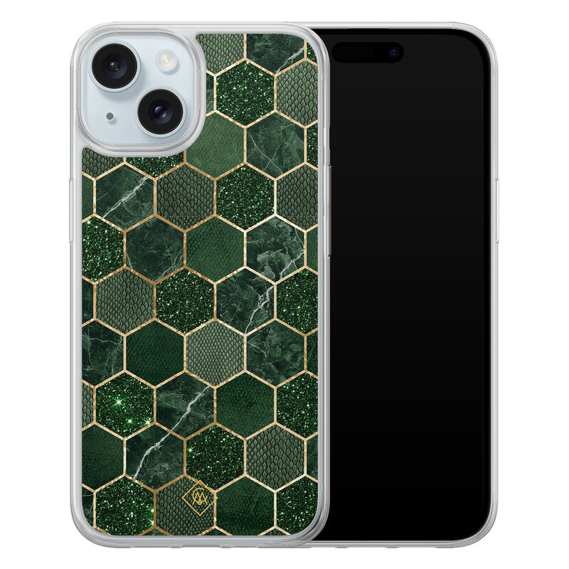 Casimoda iPhone 15 hybride hoesje - Kubus groen