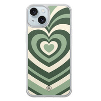 Casimoda iPhone 15 hybride hoesje - Groen hart swirl