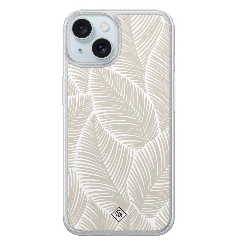 Casimoda iPhone 15 hybride hoesje - Palmy leaves beige