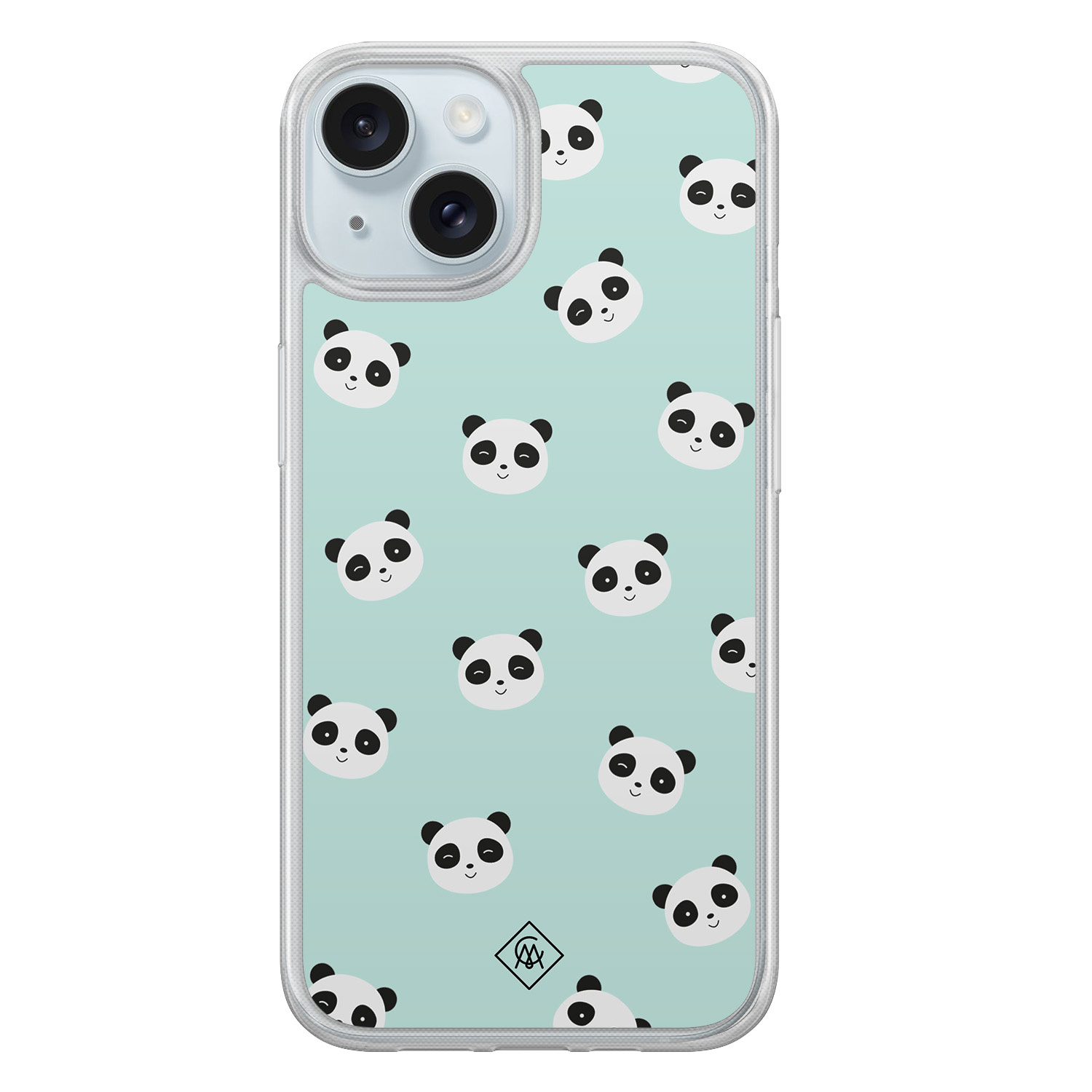 iPhone 15 hybride hoesje - Panda print