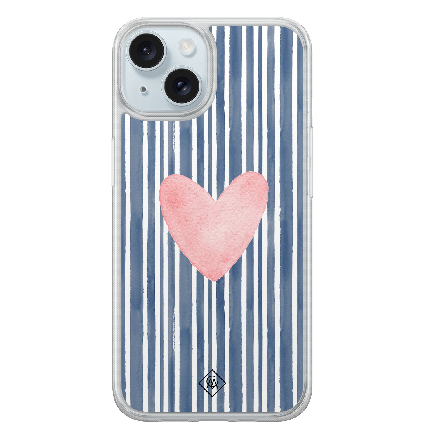 iPhone 15 hybride hoesje - Hart x streepjes