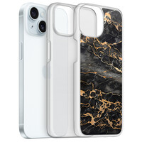 Casimoda iPhone 15 hybride hoesje - Marmer grijs brons