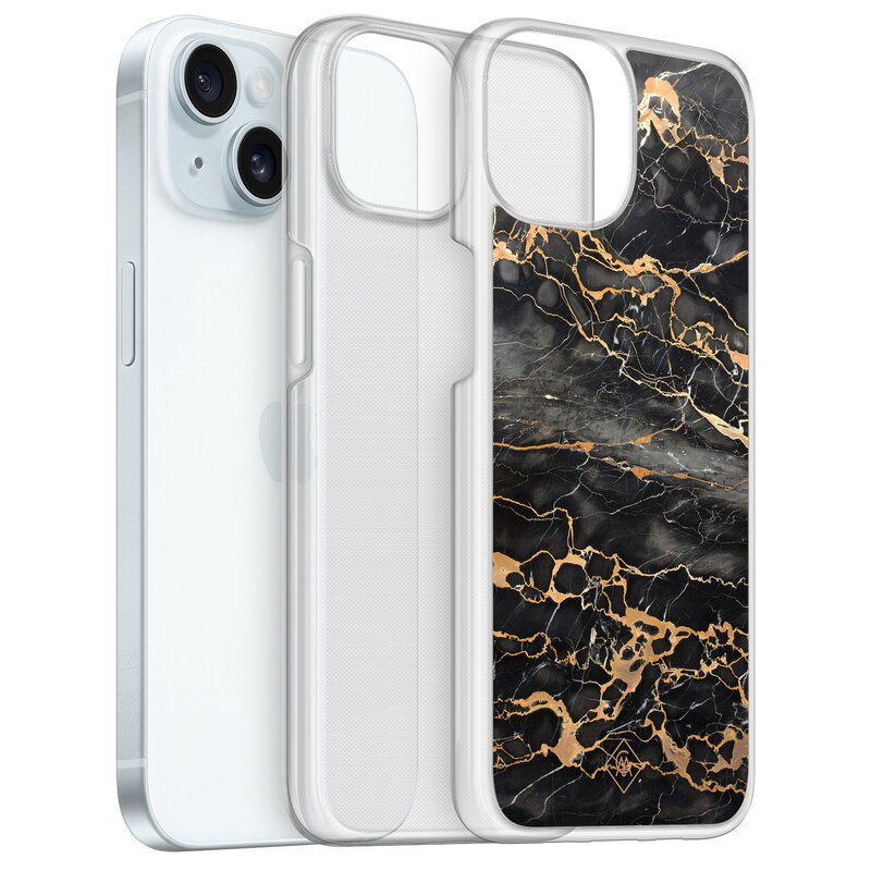 Casimoda iPhone 15 hybride hoesje - Marmer grijs brons